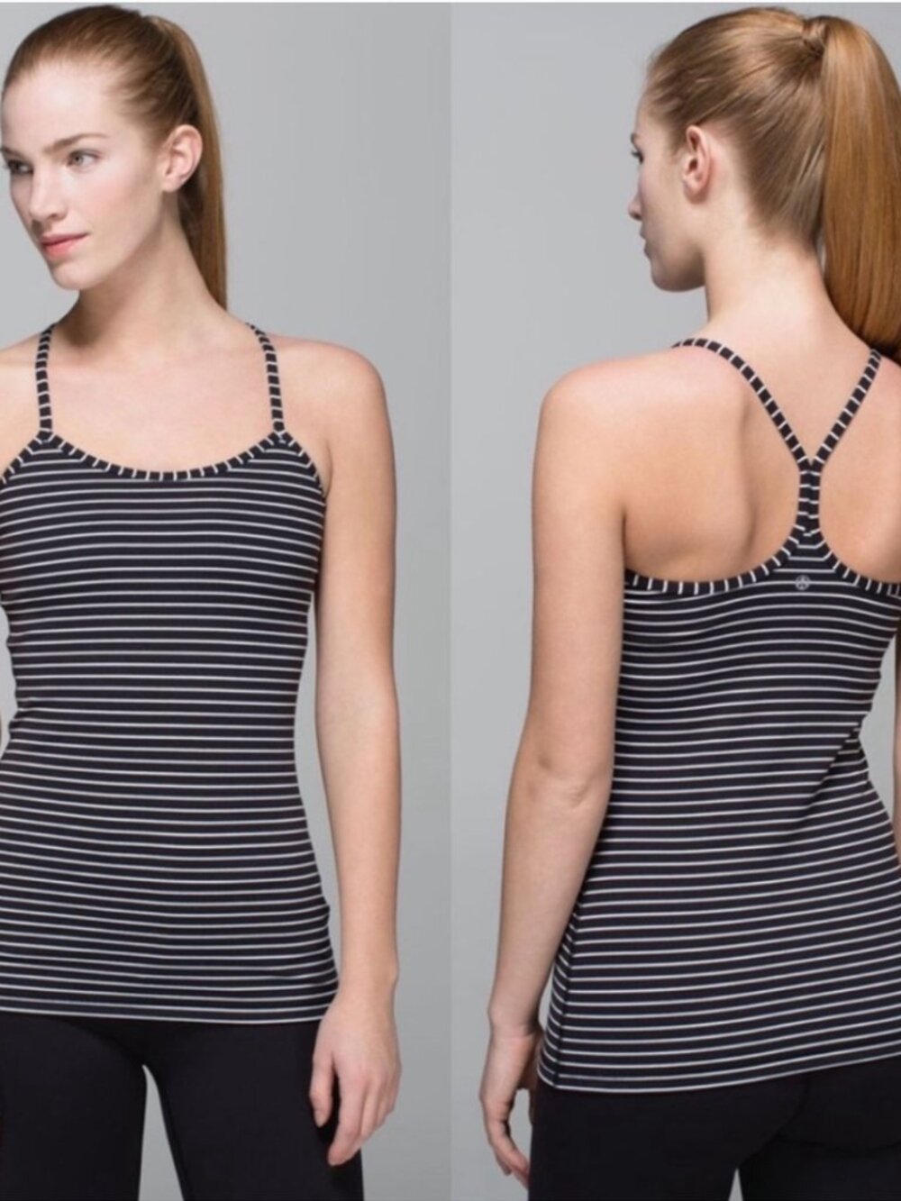 Lululemon Power Y Striped Racerback Tank with Built in Bra Size 4